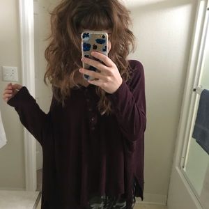 Maroon Free People thermal flowy Henley